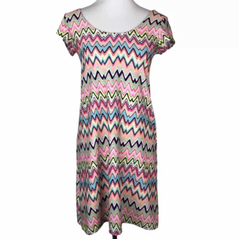 Kaeli Smith Dress Multicolor Chevron Zig Zag XS